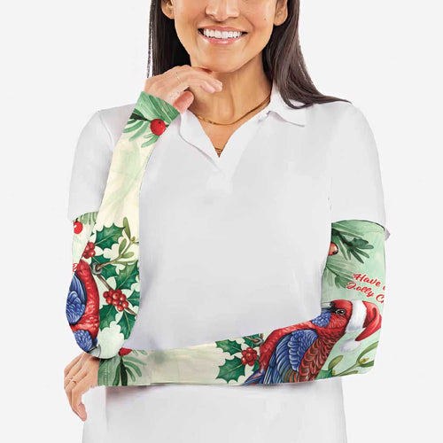 Watercolor Floral Crimson Rosella Arm Sleeves It’s Aussie Christmas Time! - Aussie Hoodie
