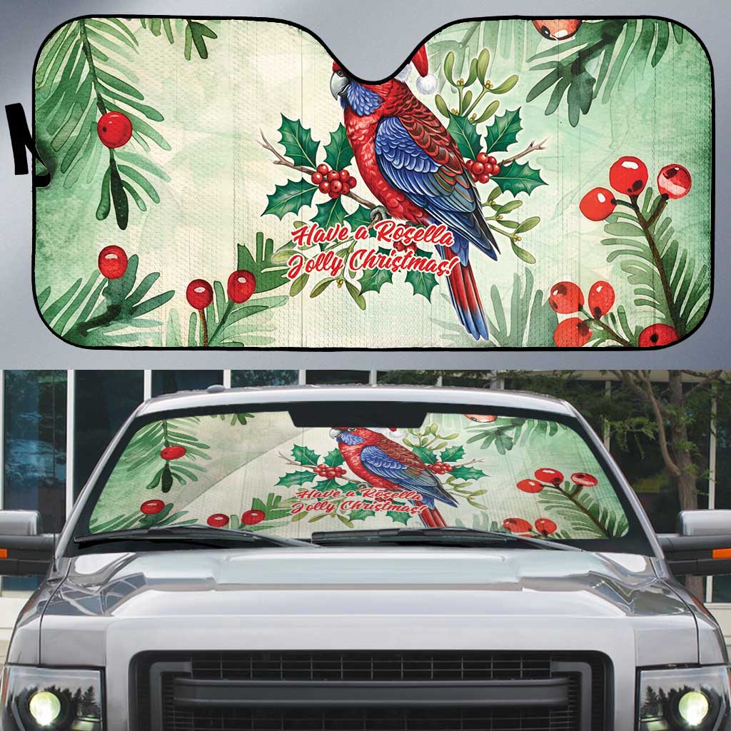 Watercolor Floral Crimson Rosella Auto Sun Shade It’s Aussie Christmas Time! - Aussie Hoodie