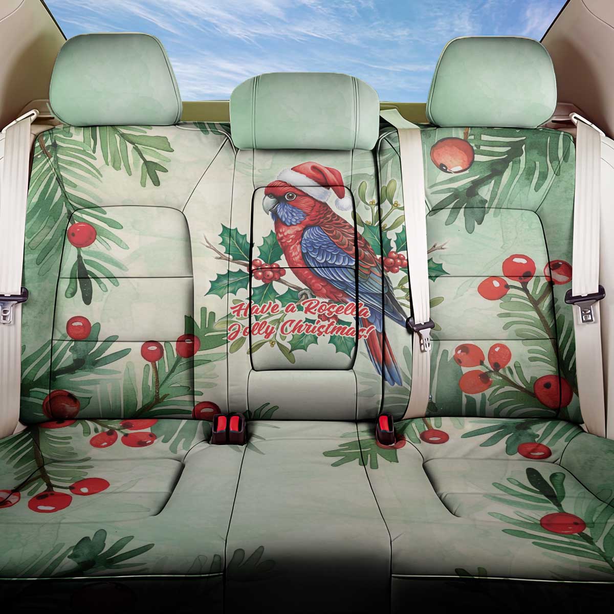 Watercolor Floral Crimson Rosella Back Car Seat Cover It’s Aussie Christmas Time! - Aussie Hoodie