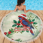 Watercolor Floral Crimson Rosella Beach Blanket It’s Aussie Christmas Time! - Aussie Hoodie