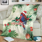 Watercolor Floral Crimson Rosella Blanket It’s Aussie Christmas Time! - Aussie Hoodie