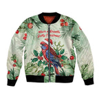 Watercolor Floral Crimson Rosella Bomber Jacket It’s Aussie Christmas Time! - Aussie Hoodie