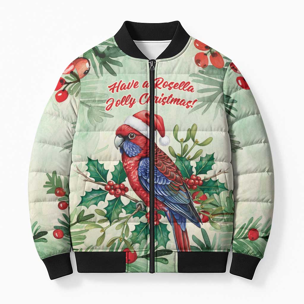 Watercolor Floral Crimson Rosella Bomber Puffer Jacket It’s Aussie Christmas Time! - Aussie Hoodie