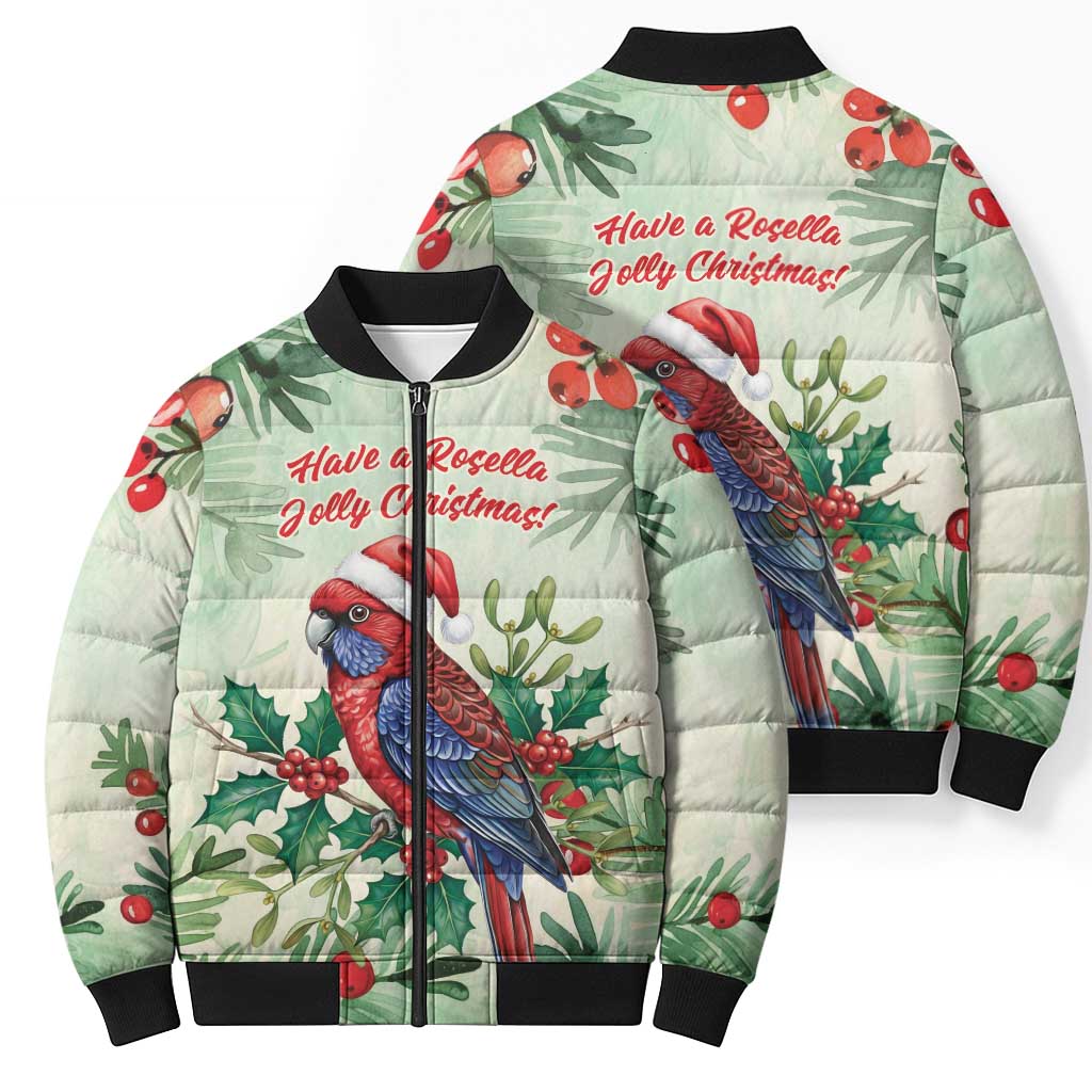 Watercolor Floral Crimson Rosella Bomber Puffer Jacket It’s Aussie Christmas Time! - Aussie Hoodie