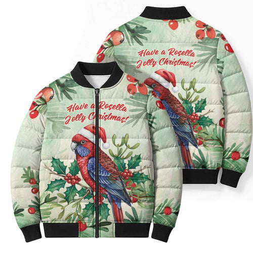 Watercolor Floral Crimson Rosella Bomber Puffer Jacket It’s Aussie Christmas Time! - Aussie Hoodie