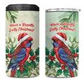 Watercolor Floral Crimson Rosella 4 in 1 Can Cooler Tumbler It’s Aussie Christmas Time! - Aussie Hoodie