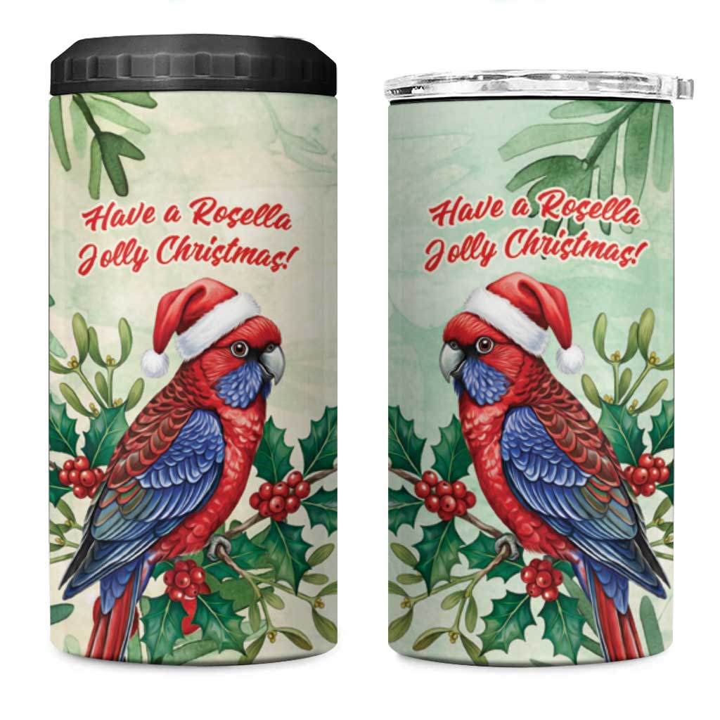 Watercolor Floral Crimson Rosella 4 in 1 Can Cooler Tumbler It’s Aussie Christmas Time! - Aussie Hoodie