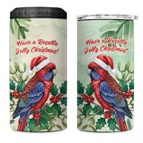 Watercolor Floral Crimson Rosella 4 in 1 Can Cooler Tumbler It’s Aussie Christmas Time! - Aussie Hoodie