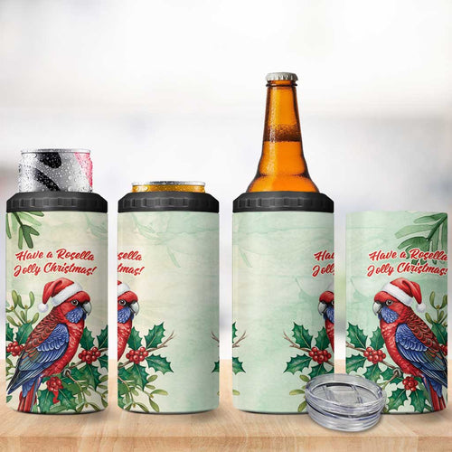 Watercolor Floral Crimson Rosella 4 in 1 Can Cooler Tumbler It’s Aussie Christmas Time! - Aussie Hoodie