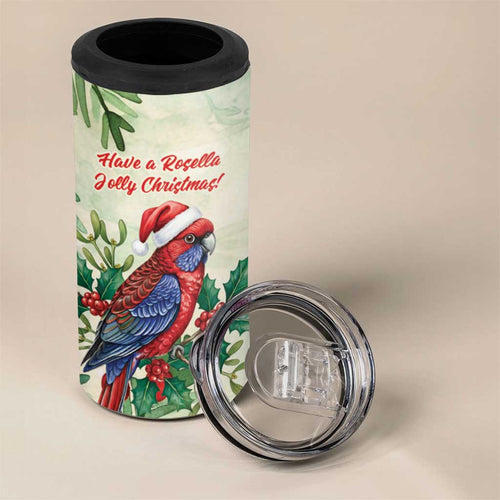 Watercolor Floral Crimson Rosella 4 in 1 Can Cooler Tumbler It’s Aussie Christmas Time! - Aussie Hoodie