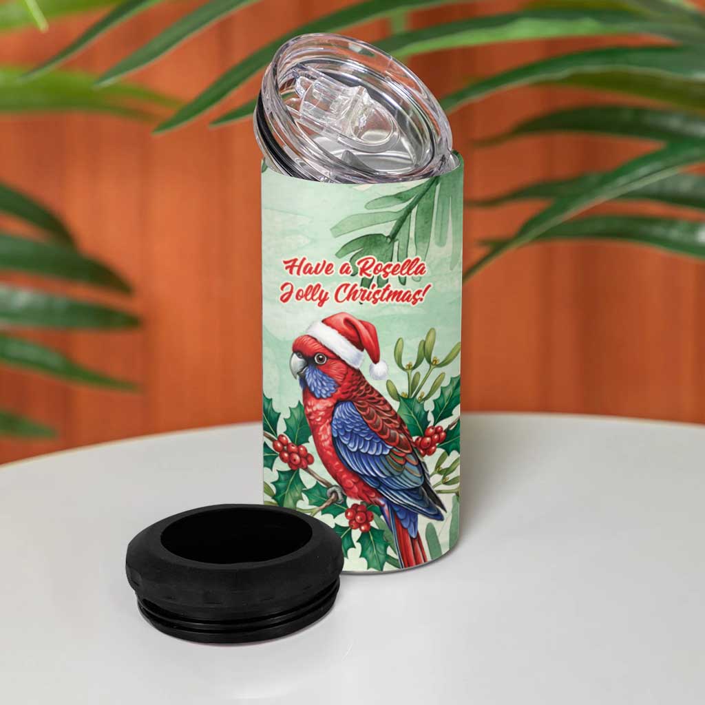 Watercolor Floral Crimson Rosella 4 in 1 Can Cooler Tumbler It’s Aussie Christmas Time! - Aussie Hoodie