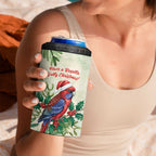 Watercolor Floral Crimson Rosella 4 in 1 Can Cooler Tumbler It’s Aussie Christmas Time! - Aussie Hoodie