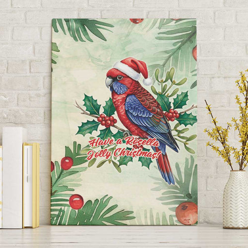 Watercolor Floral Crimson Rosella Canvas Wall Art It’s Aussie Christmas Time! - Aussie Hoodie