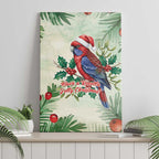 Watercolor Floral Crimson Rosella Canvas Wall Art It’s Aussie Christmas Time! - Aussie Hoodie