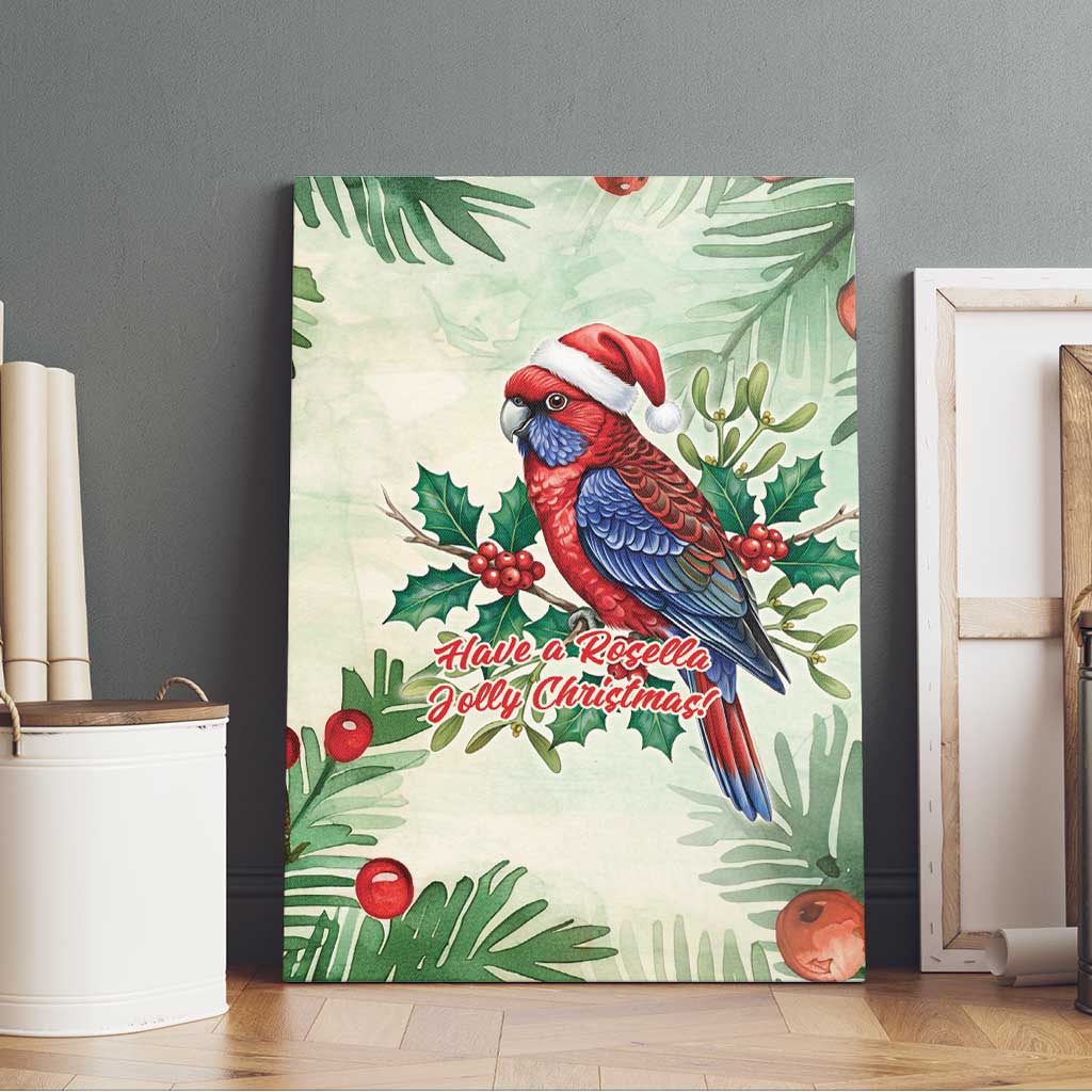 Watercolor Floral Crimson Rosella Canvas Wall Art It’s Aussie Christmas Time! - Aussie Hoodie