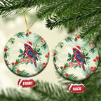 Watercolor Floral Crimson Rosella Ceramic Ornament It’s Aussie Christmas Time! - Aussie Hoodie