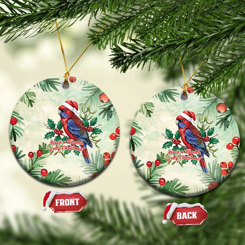 Watercolor Floral Crimson Rosella Ceramic Ornament It’s Aussie Christmas Time! - Aussie Hoodie