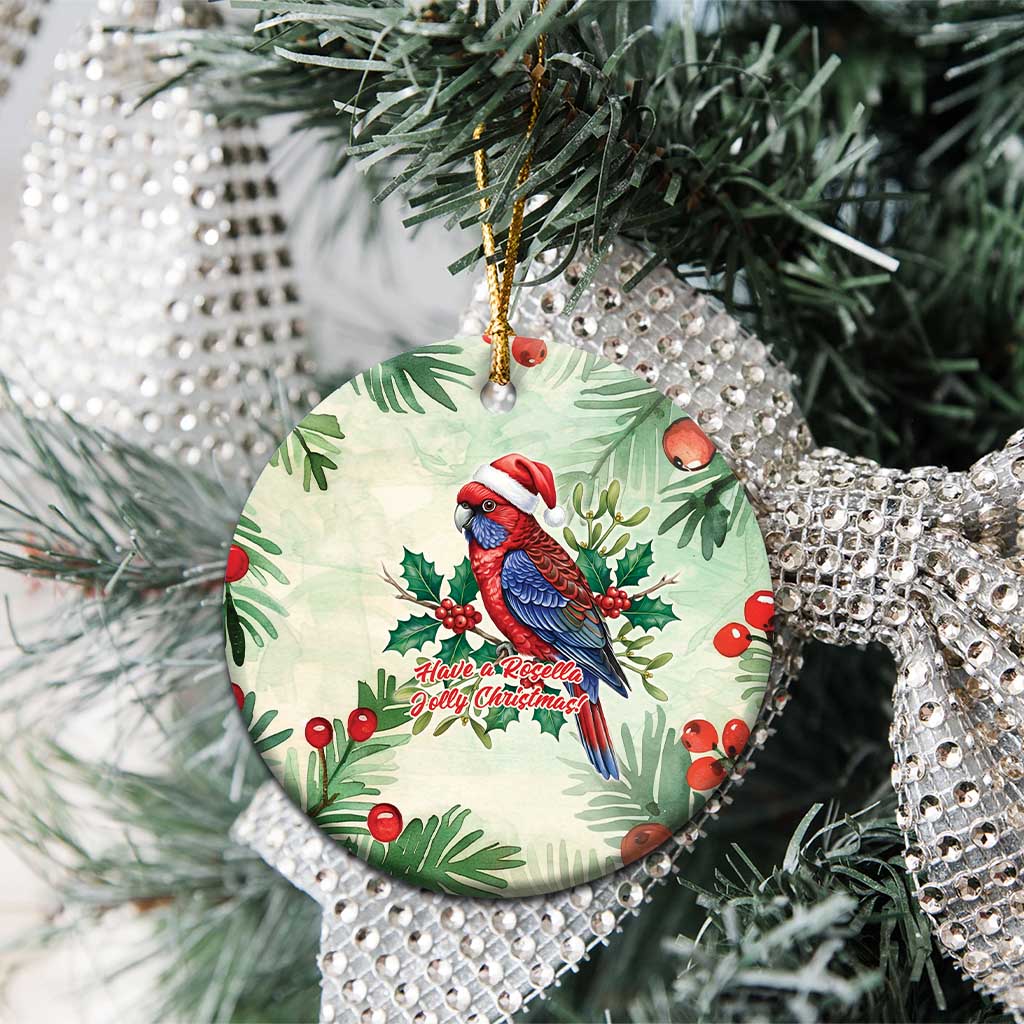 Watercolor Floral Crimson Rosella Ceramic Ornament It’s Aussie Christmas Time! - Aussie Hoodie