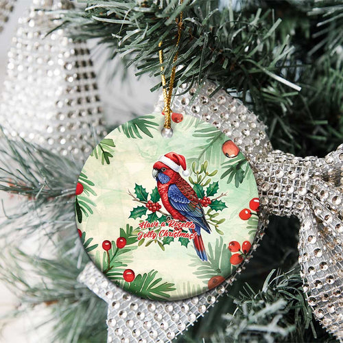 Watercolor Floral Crimson Rosella Ceramic Ornament It’s Aussie Christmas Time! - Aussie Hoodie