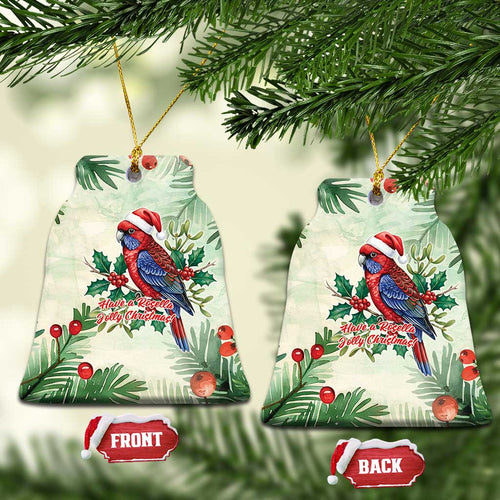 Watercolor Floral Crimson Rosella Ceramic Ornament It’s Aussie Christmas Time! - Aussie Hoodie