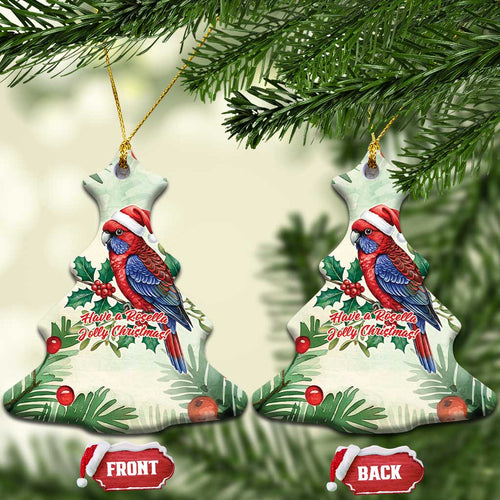 Watercolor Floral Crimson Rosella Ceramic Ornament It’s Aussie Christmas Time! - Aussie Hoodie