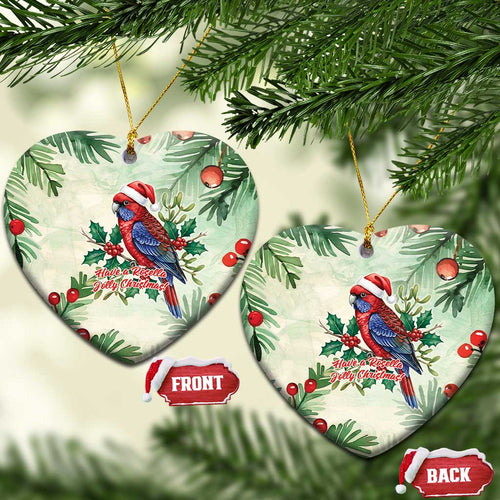 Watercolor Floral Crimson Rosella Ceramic Ornament It’s Aussie Christmas Time! - Aussie Hoodie