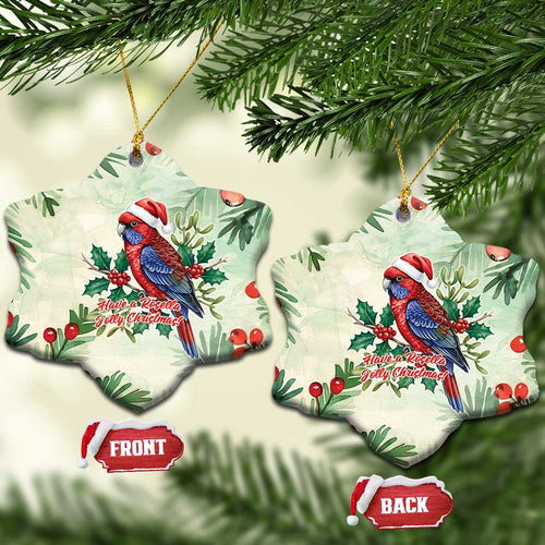 Watercolor Floral Crimson Rosella Ceramic Ornament It’s Aussie Christmas Time! - Aussie Hoodie