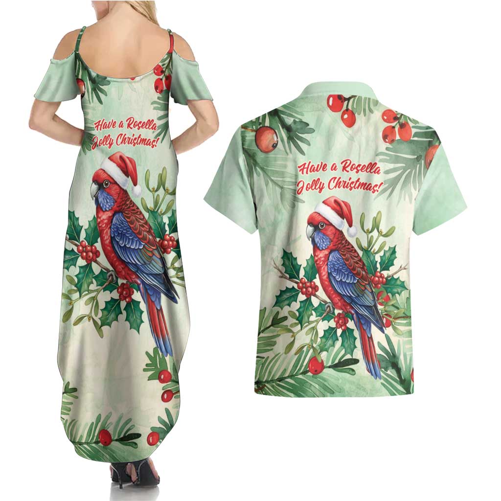 Watercolor Floral Crimson Rosella Couples Matching Summer Maxi Dress and Hawaiian Shirt It’s Aussie Christmas Time! - Aussie Hoodie