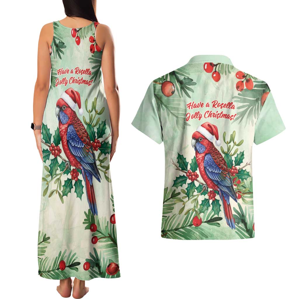 Watercolor Floral Crimson Rosella Couples Matching Tank Maxi Dress and Hawaiian Shirt It’s Aussie Christmas Time! - Aussie Hoodie