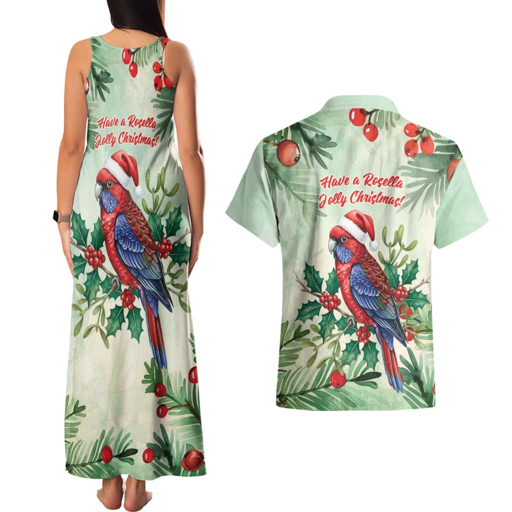 Watercolor Floral Crimson Rosella Couples Matching Tank Maxi Dress and Hawaiian Shirt It’s Aussie Christmas Time! - Aussie Hoodie