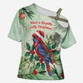 Watercolor Floral Crimson Rosella Cross Shoulder Shirt It’s Aussie Christmas Time! - Aussie Hoodie