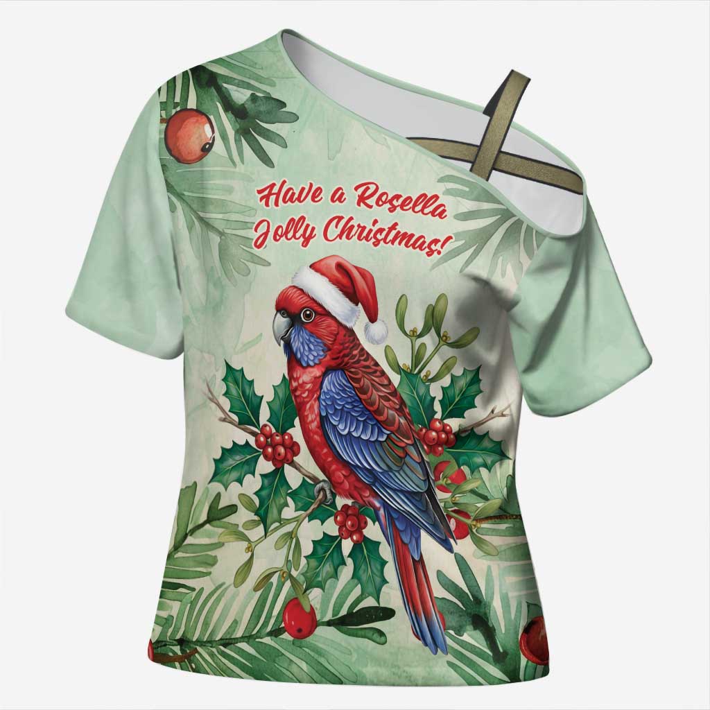 Watercolor Floral Crimson Rosella Cross Shoulder Shirt It’s Aussie Christmas Time! - Aussie Hoodie