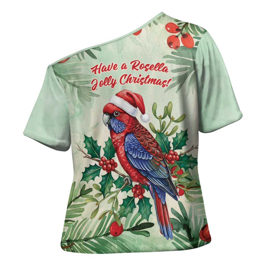 Watercolor Floral Crimson Rosella Cross Shoulder Shirt It’s Aussie Christmas Time! - Aussie Hoodie