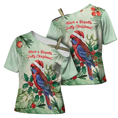 Watercolor Floral Crimson Rosella Cross Shoulder Shirt It’s Aussie Christmas Time! - Aussie Hoodie
