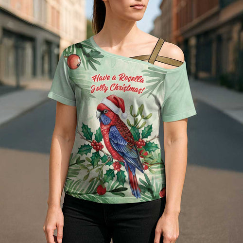 Watercolor Floral Crimson Rosella Cross Shoulder Shirt It’s Aussie Christmas Time! - Aussie Hoodie