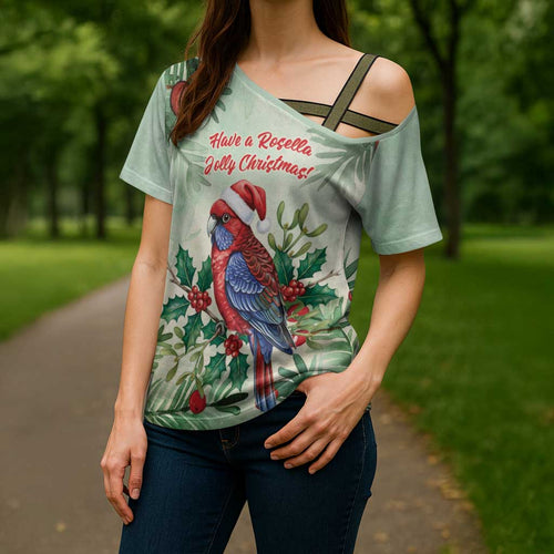 Watercolor Floral Crimson Rosella Cross Shoulder Shirt It’s Aussie Christmas Time! - Aussie Hoodie