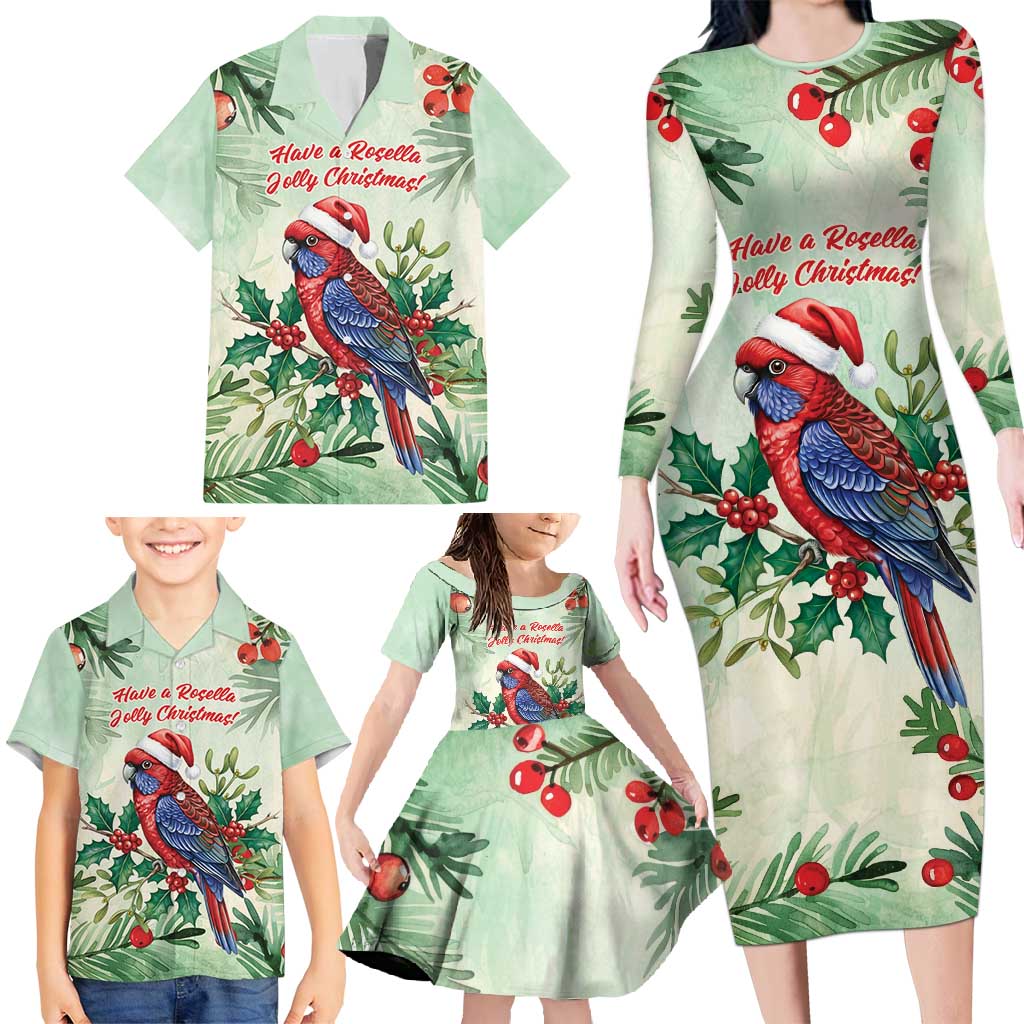 Watercolor Floral Crimson Rosella Family Matching Long Sleeve Bodycon Dress and Hawaiian Shirt It’s Aussie Christmas Time! - Aussie Hoodie