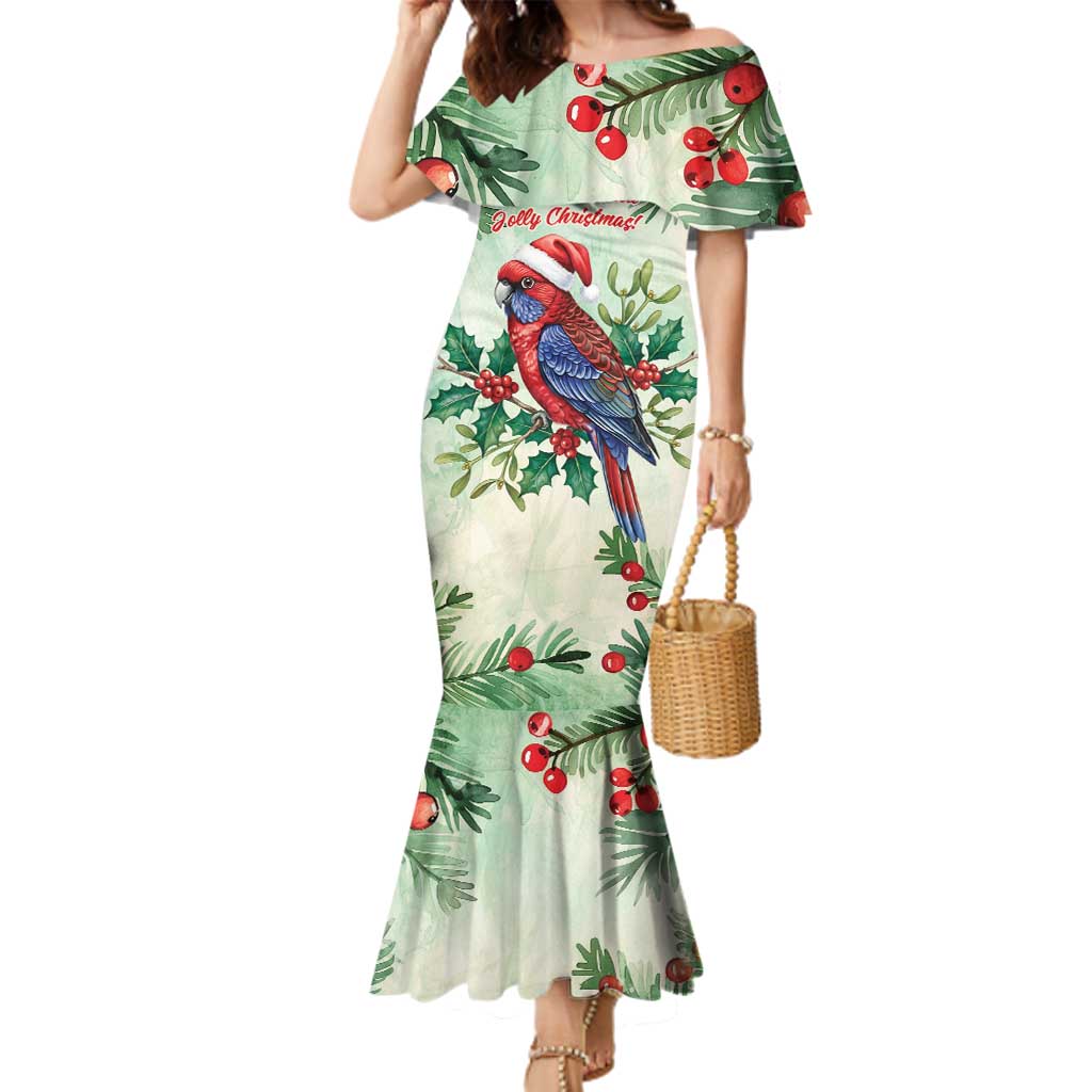 Watercolor Floral Crimson Rosella Family Matching Mermaid Dress and Hawaiian Shirt It’s Aussie Christmas Time! - Aussie Hoodie