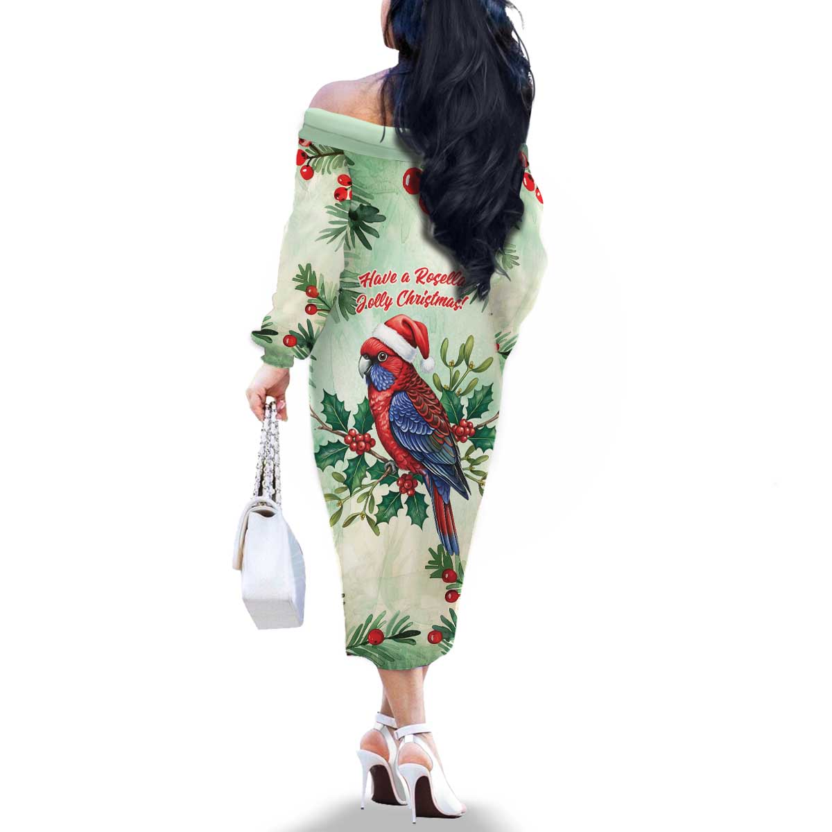 Watercolor Floral Crimson Rosella Family Matching Off The Shoulder Long Sleeve Dress and Hawaiian Shirt It’s Aussie Christmas Time! - Aussie Hoodie