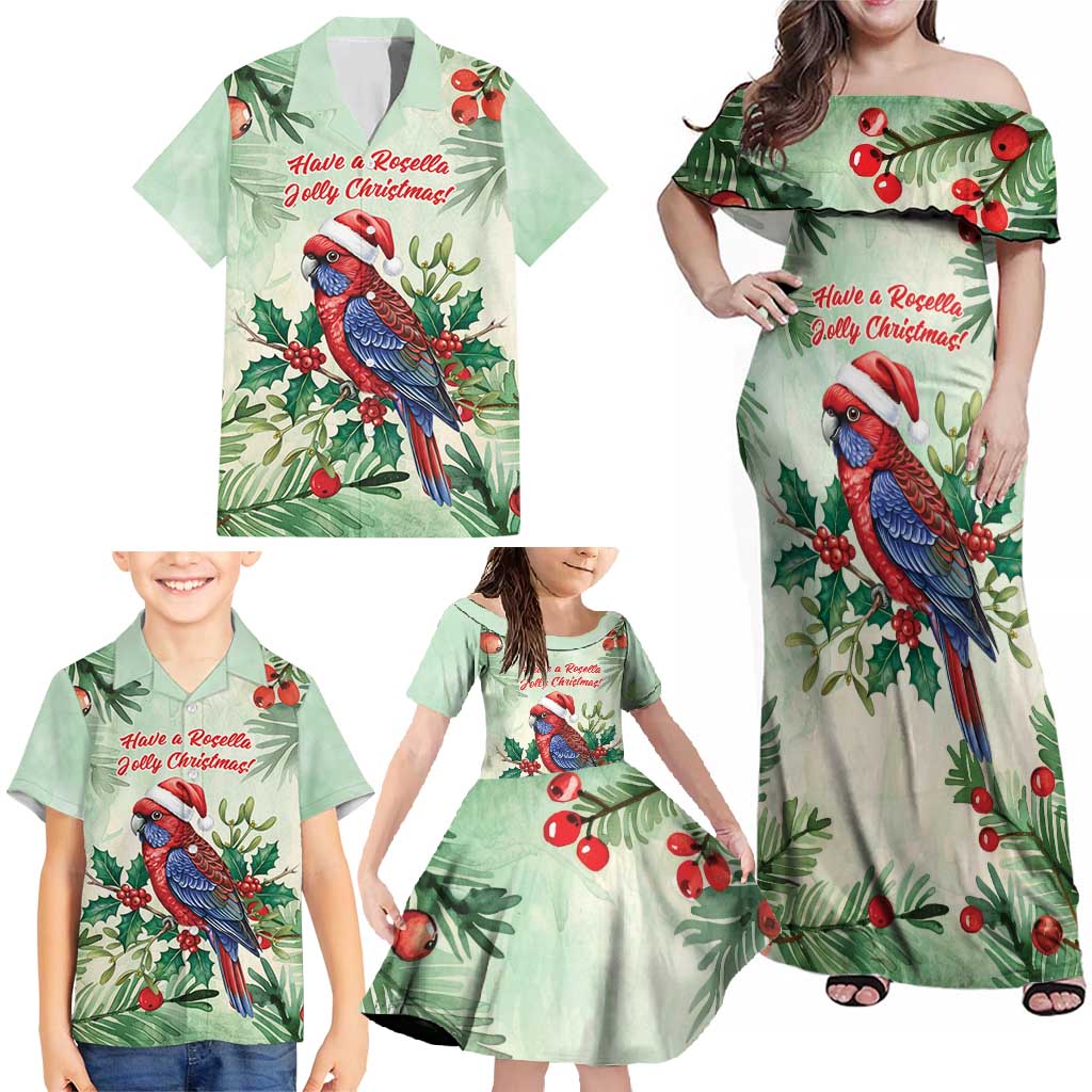 Watercolor Floral Crimson Rosella Family Matching Off Shoulder Maxi Dress and Hawaiian Shirt It’s Aussie Christmas Time! - Aussie Hoodie