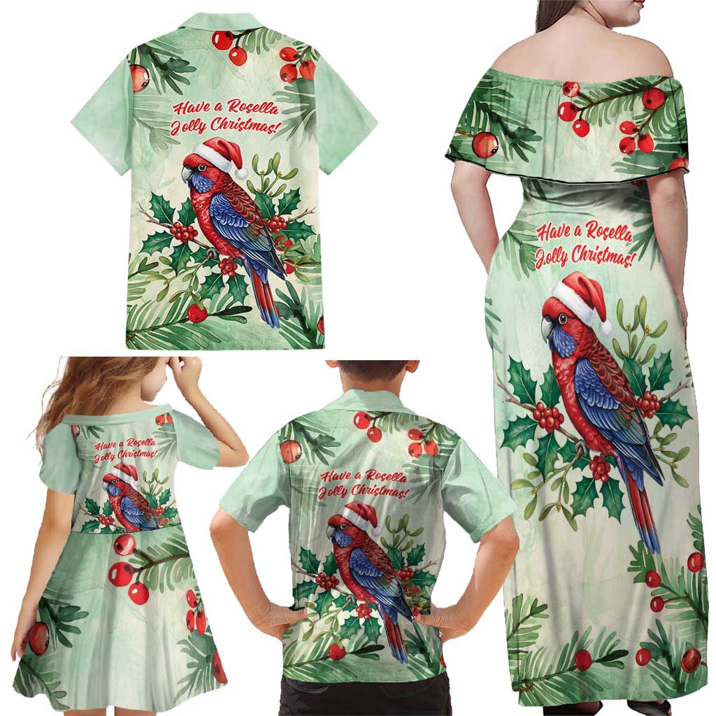 Watercolor Floral Crimson Rosella Family Matching Off Shoulder Maxi Dress and Hawaiian Shirt It’s Aussie Christmas Time! - Aussie Hoodie