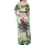 Watercolor Floral Crimson Rosella Family Matching Off Shoulder Maxi Dress and Hawaiian Shirt It’s Aussie Christmas Time! - Aussie Hoodie