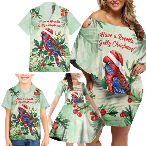 Watercolor Floral Crimson Rosella Family Matching Off Shoulder Short Dress and Hawaiian Shirt It’s Aussie Christmas Time! - Aussie Hoodie