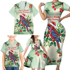 Watercolor Floral Crimson Rosella Family Matching Short Sleeve Bodycon Dress and Hawaiian Shirt It’s Aussie Christmas Time! - Aussie Hoodie
