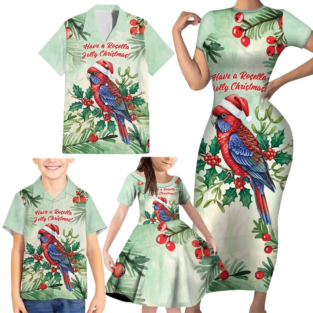 Watercolor Floral Crimson Rosella Family Matching Short Sleeve Bodycon Dress and Hawaiian Shirt It’s Aussie Christmas Time! - Aussie Hoodie