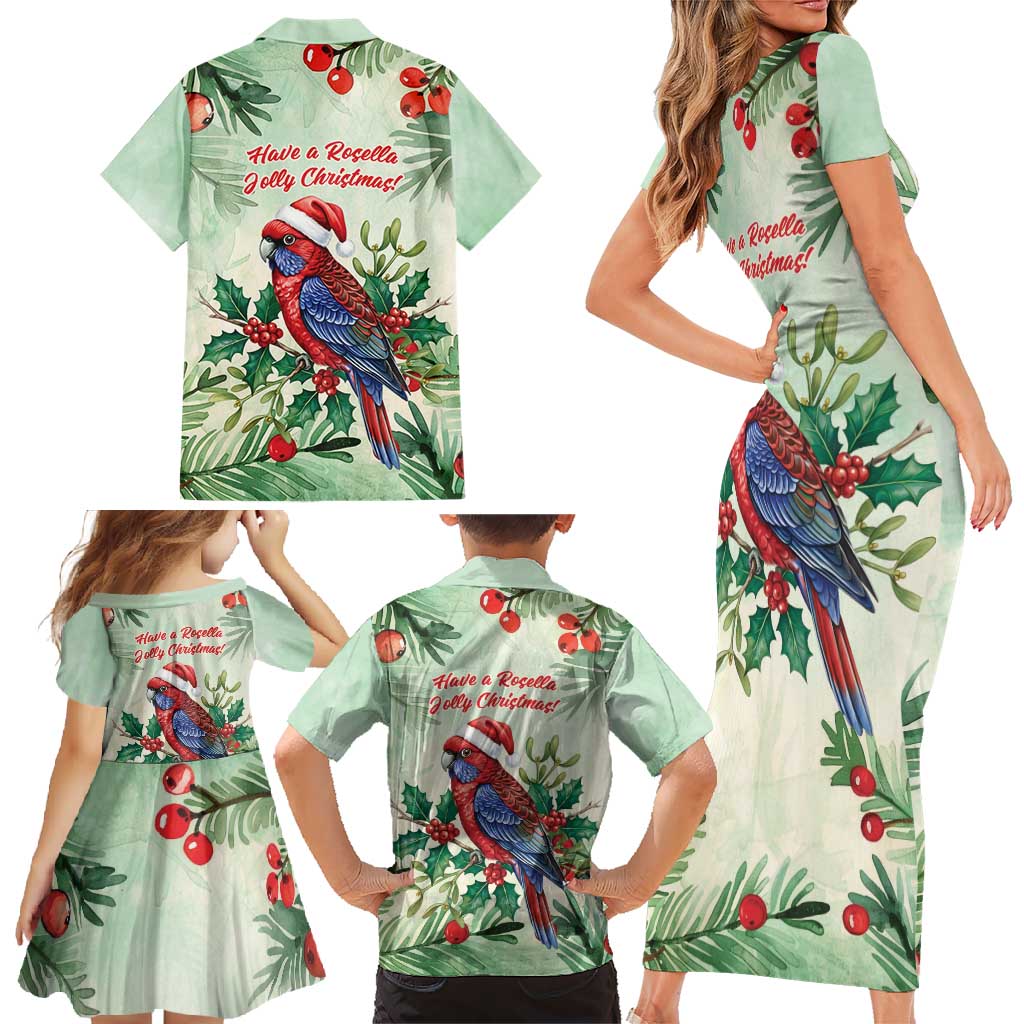 Watercolor Floral Crimson Rosella Family Matching Short Sleeve Bodycon Dress and Hawaiian Shirt It’s Aussie Christmas Time! - Aussie Hoodie