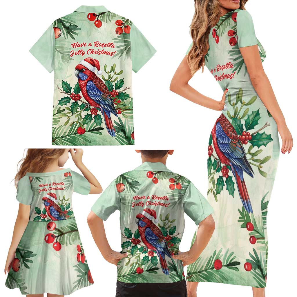 Watercolor Floral Crimson Rosella Family Matching Short Sleeve Bodycon Dress and Hawaiian Shirt It’s Aussie Christmas Time! - Aussie Hoodie