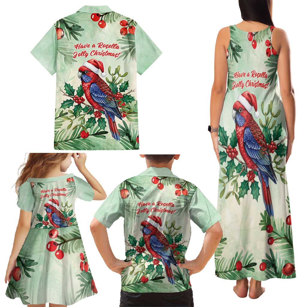 Watercolor Floral Crimson Rosella Family Matching Tank Maxi Dress and Hawaiian Shirt It’s Aussie Christmas Time! - Aussie Hoodie