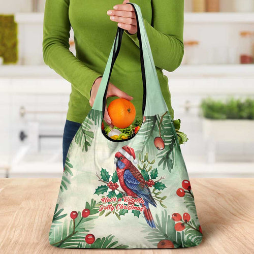 Watercolor Floral Crimson Rosella Grocery Bag It’s Aussie Christmas Time! - Aussie Hoodie