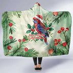 Watercolor Floral Crimson Rosella Hooded Blanket It’s Aussie Christmas Time! - Aussie Hoodie